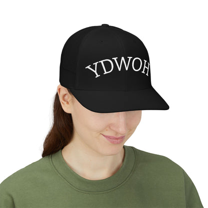 YDWOH Embroidered Trucker Cap - Retro Curved Lettering Snapback Hat