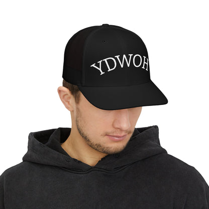 YDWOH Embroidered Trucker Cap - Retro Curved Lettering Snapback Hat