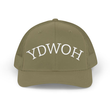 YDWOH Embroidered Trucker Cap - Retro Curved Lettering Snapback Hat