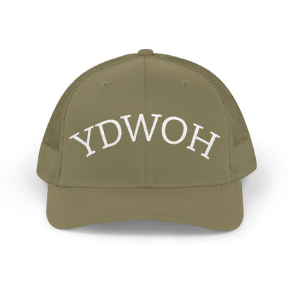 YDWOH Embroidered Trucker Cap - Retro Curved Lettering Snapback Hat