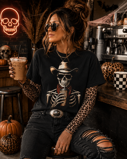 Cowboy Coffee Skeleton T-Shirt