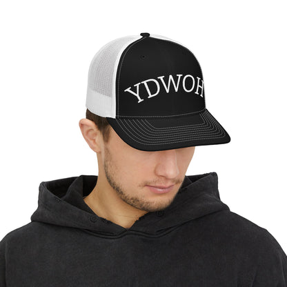 YDWOH Embroidered Trucker Cap - Retro Curved Lettering Snapback Hat