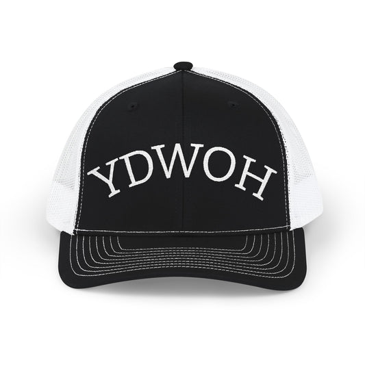 YDWOH Embroidered Trucker Cap - Retro Curved Lettering Snapback Hat