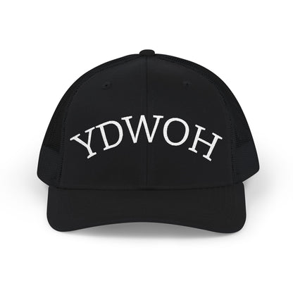 YDWOH Embroidered Trucker Cap - Retro Curved Lettering Snapback Hat