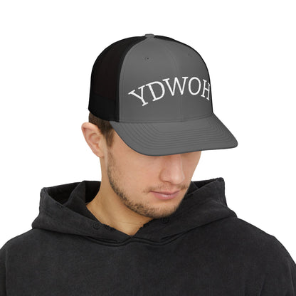 YDWOH Embroidered Trucker Cap - Retro Curved Lettering Snapback Hat