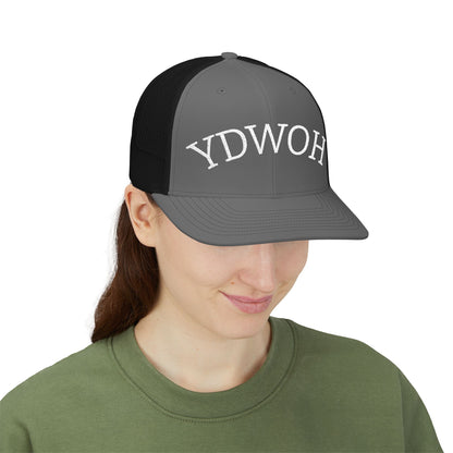 YDWOH Embroidered Trucker Cap - Retro Curved Lettering Snapback Hat