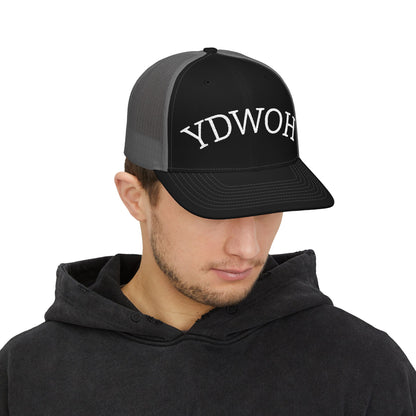 YDWOH Embroidered Trucker Cap - Retro Curved Lettering Snapback Hat