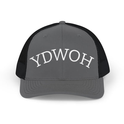 YDWOH Embroidered Trucker Cap - Retro Curved Lettering Snapback Hat
