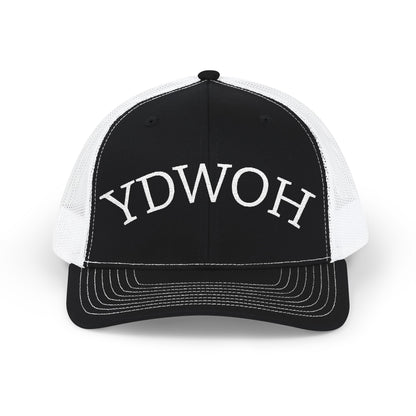 YDWOH Embroidered Trucker Cap - Retro Curved Lettering Snapback Hat