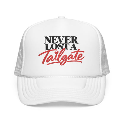 Embroidered 'Never Lost a Tailgate' Foam Trucker Hat — Game Day Cap